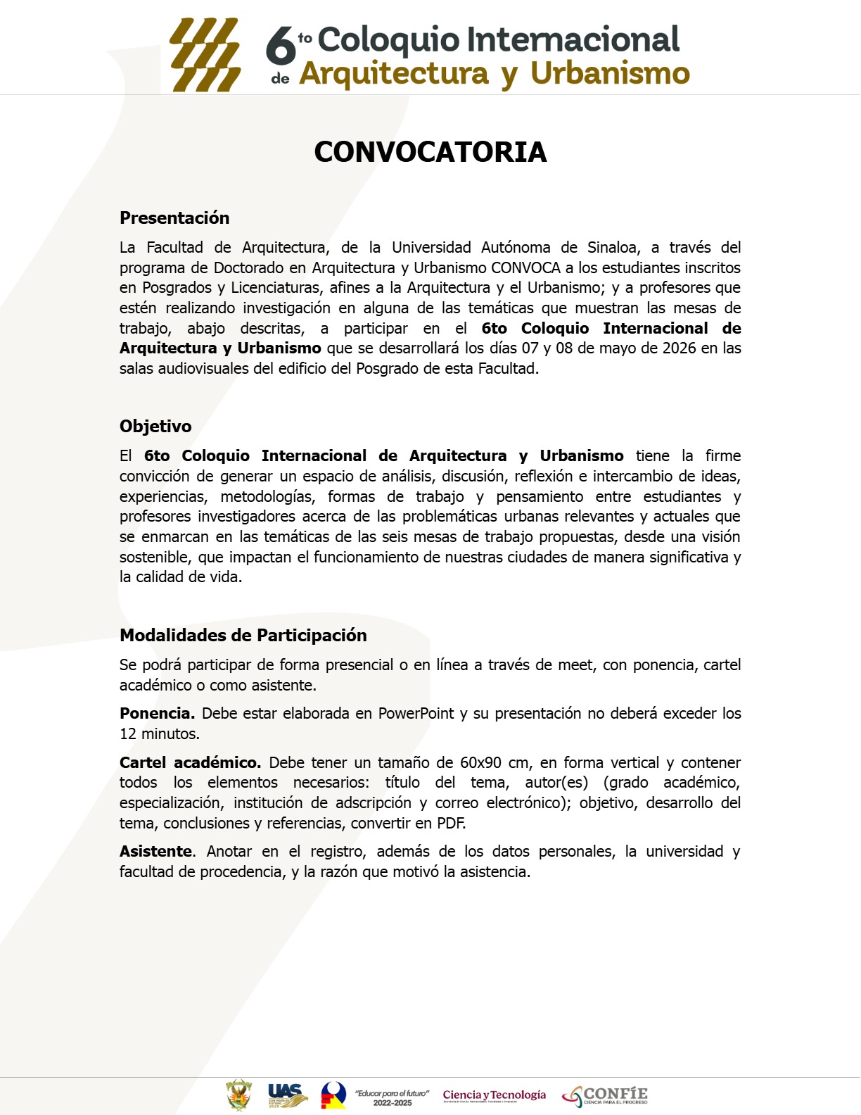 Convocatoria del Coloquio